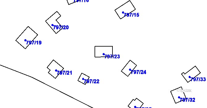 Parcela st. 797/23 v KÚ Sojovice, Katastrální mapa