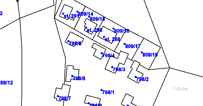 Parcela st. 798/4 v KÚ Sojovice, Katastrální mapa