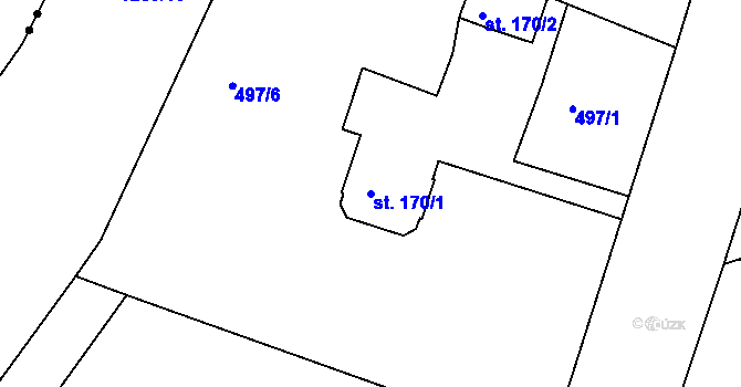 Parcela st. 170/1 v KÚ Sojovice, Katastrální mapa