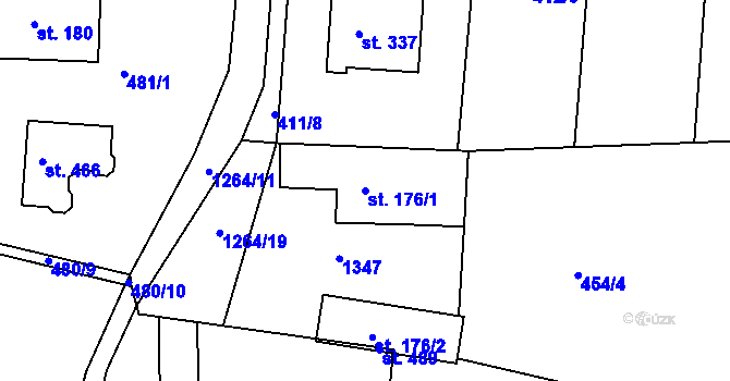 Parcela st. 176/1 v KÚ Sojovice, Katastrální mapa