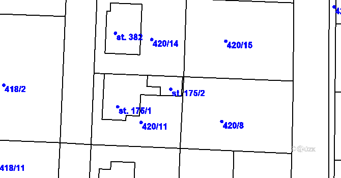 Parcela st. 175/2 v KÚ Sojovice, Katastrální mapa