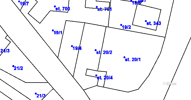 Parcela st. 20/2 v KÚ Sokoleč, Katastrální mapa