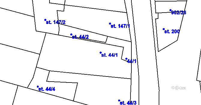 Parcela st. 44/1 v KÚ Sokoleč, Katastrální mapa
