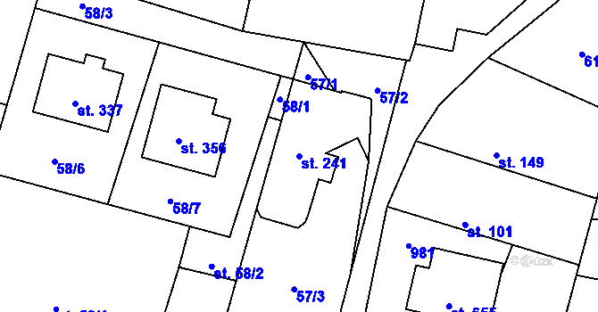 Parcela st. 241 v KÚ Sokoleč, Katastrální mapa