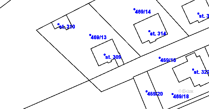 Parcela st. 309 v KÚ Sokoleč, Katastrální mapa