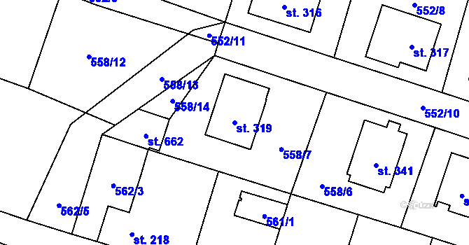 Parcela st. 319 v KÚ Sokoleč, Katastrální mapa