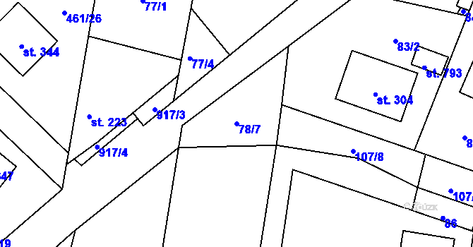 Parcela st. 78/7 v KÚ Sokoleč, Katastrální mapa