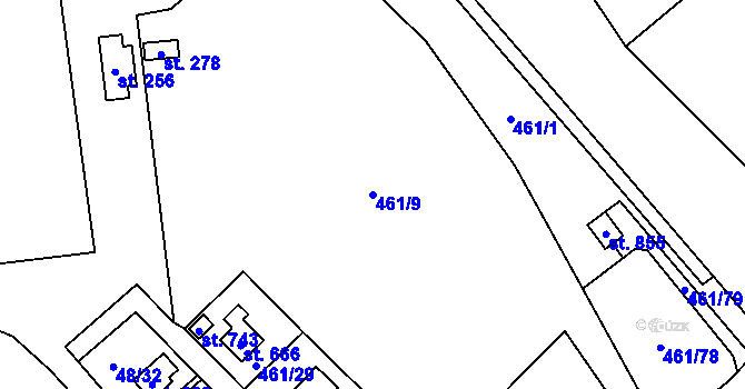 Parcela st. 461/9 v KÚ Sokoleč, Katastrální mapa