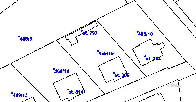 Parcela st. 469/15 v KÚ Sokoleč, Katastrální mapa