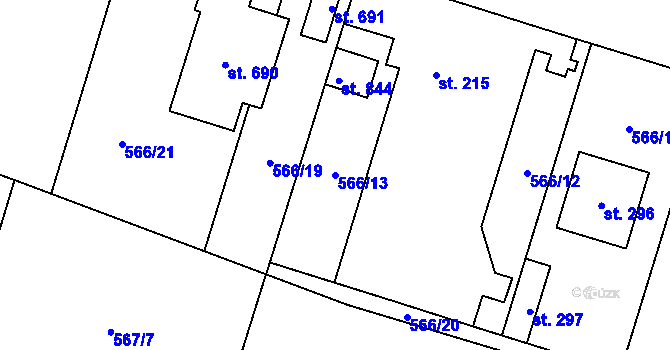 Parcela st. 566/13 v KÚ Sokoleč, Katastrální mapa
