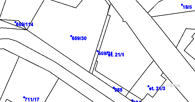 Parcela st. 659/31 v KÚ Sokoleč, Katastrální mapa