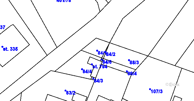 Parcela st. 84/1 v KÚ Sokoleč, Katastrální mapa