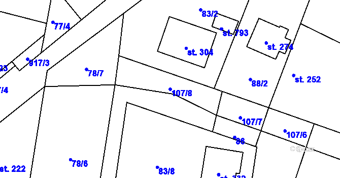 Parcela st. 107/8 v KÚ Sokoleč, Katastrální mapa