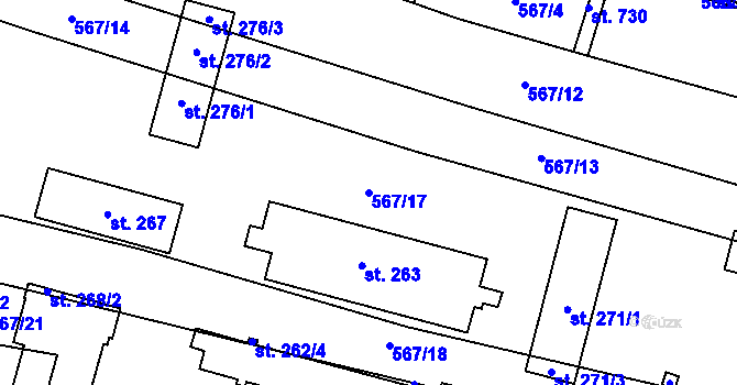 Parcela st. 567/17 v KÚ Sokoleč, Katastrální mapa