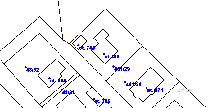 Parcela st. 666 v KÚ Sokoleč, Katastrální mapa