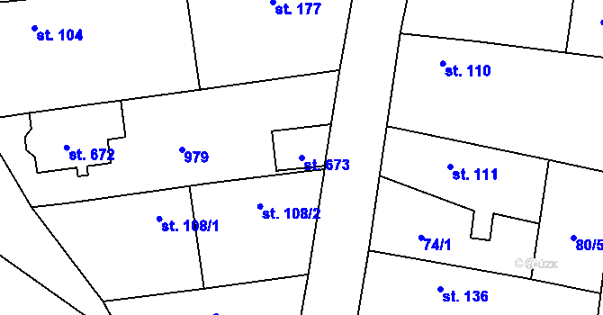 Parcela st. 673 v KÚ Sokoleč, Katastrální mapa
