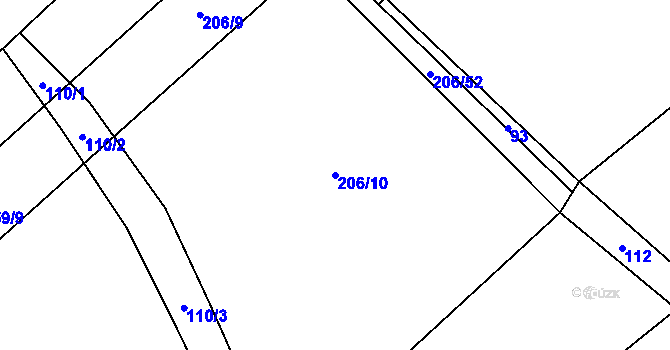 Parcela st. 206/10 v KÚ Sokoleč, Katastrální mapa