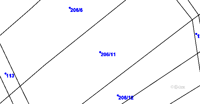 Parcela st. 206/11 v KÚ Sokoleč, Katastrální mapa