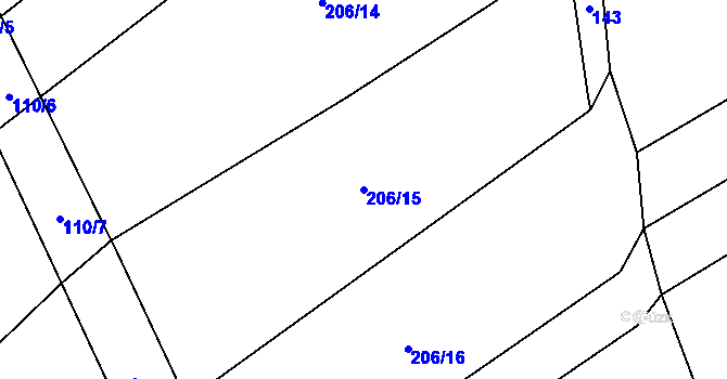 Parcela st. 206/15 v KÚ Sokoleč, Katastrální mapa