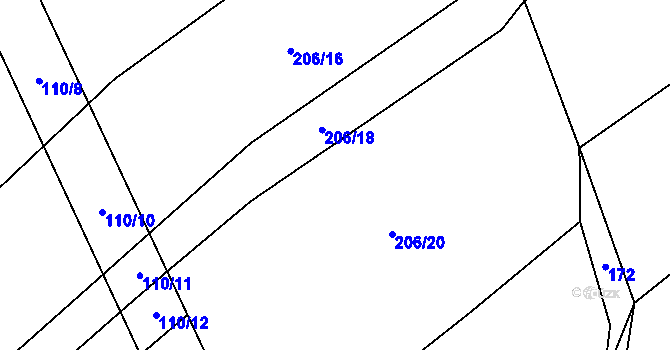 Parcela st. 206/19 v KÚ Sokoleč, Katastrální mapa