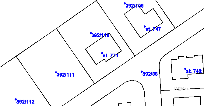 Parcela st. 771 v KÚ Sokoleč, Katastrální mapa