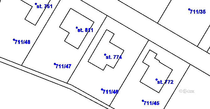 Parcela st. 774 v KÚ Sokoleč, Katastrální mapa