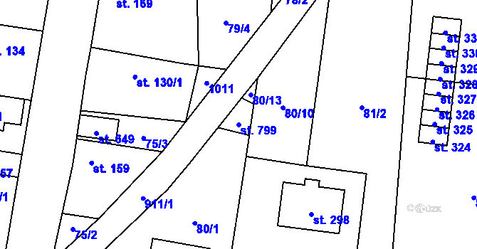 Parcela st. 799 v KÚ Sokoleč, Katastrální mapa