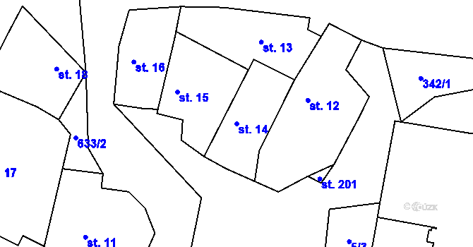 Parcela st. 14 v KÚ Sokolí, Katastrální mapa