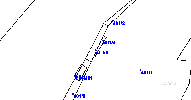 Parcela st. 50 v KÚ Sokolí, Katastrální mapa