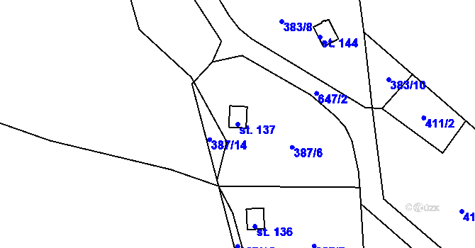 Parcela st. 137 v KÚ Sokolí, Katastrální mapa