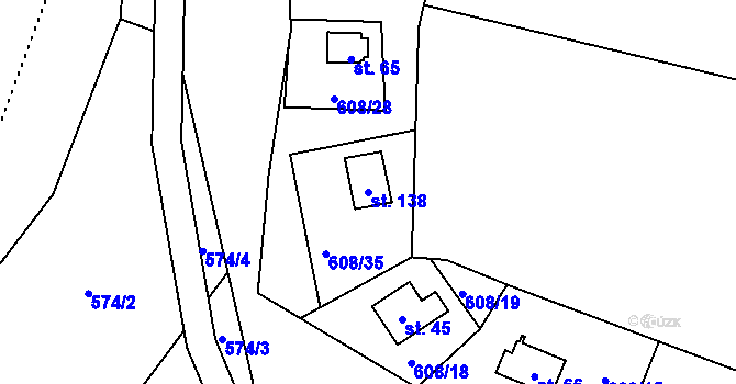 Parcela st. 138 v KÚ Sokolí, Katastrální mapa