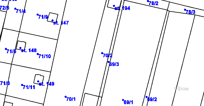 Parcela st. 70/2 v KÚ Sokolí, Katastrální mapa