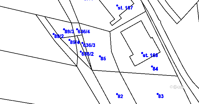 Parcela st. 85 v KÚ Sokolí, Katastrální mapa
