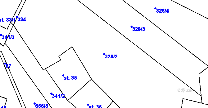 Parcela st. 328/2 v KÚ Sokolí, Katastrální mapa