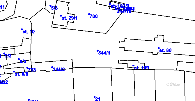 Parcela st. 344/1 v KÚ Sokolí, Katastrální mapa