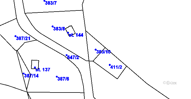 Parcela st. 383/10 v KÚ Sokolí, Katastrální mapa