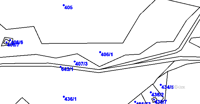 Parcela st. 406/1 v KÚ Sokolí, Katastrální mapa