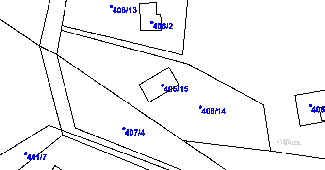 Parcela st. 406/15 v KÚ Sokolí, Katastrální mapa