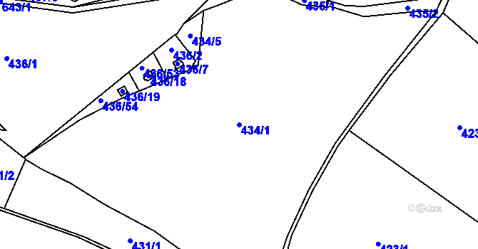 Parcela st. 434/1 v KÚ Sokolí, Katastrální mapa