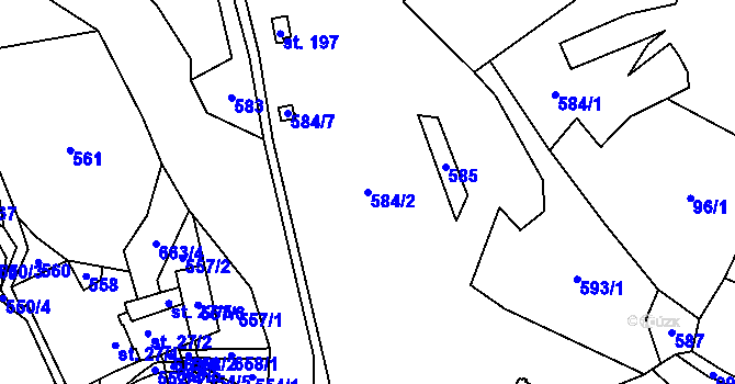 Parcela st. 584/2 v KÚ Sokolí, Katastrální mapa