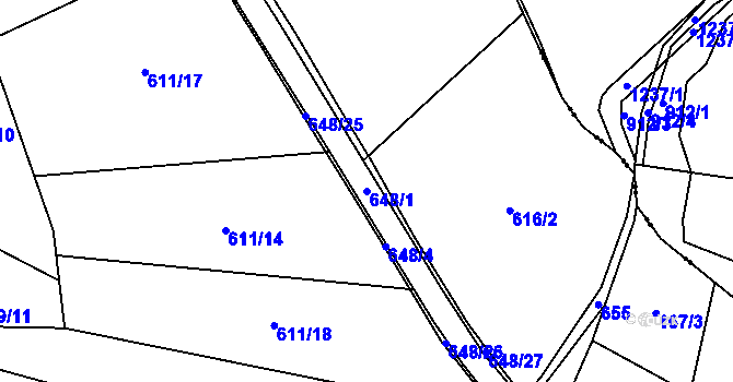 Parcela st. 648/1 v KÚ Sokolí, Katastrální mapa