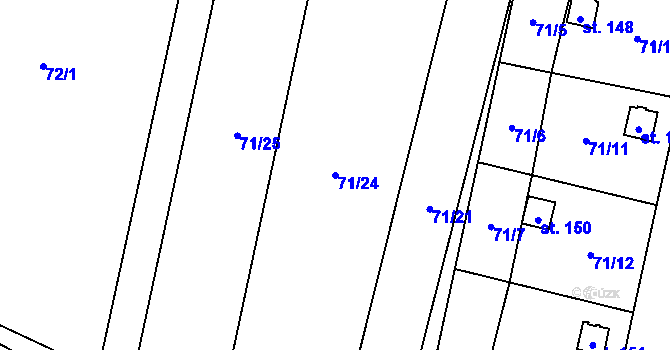 Parcela st. 71/24 v KÚ Sokolí, Katastrální mapa