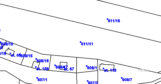 Parcela st. 611/11 v KÚ Sokolí, Katastrální mapa