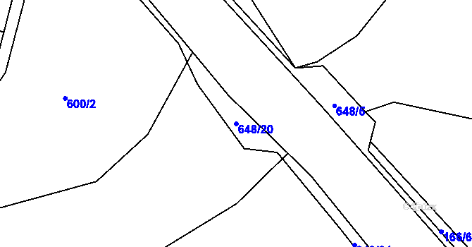 Parcela st. 648/20 v KÚ Sokolí, Katastrální mapa