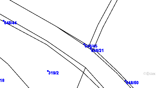 Parcela st. 648/45 v KÚ Sokolí, Katastrální mapa