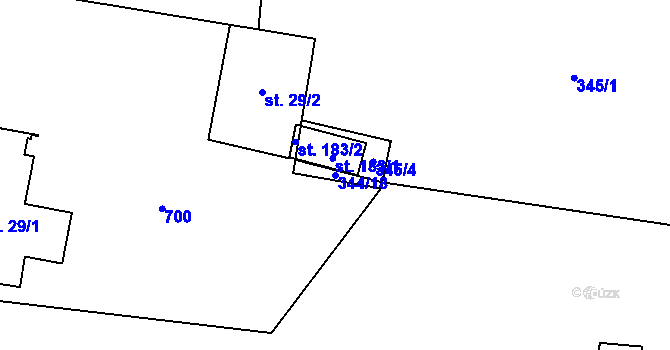 Parcela st. 344/18 v KÚ Sokolí, Katastrální mapa