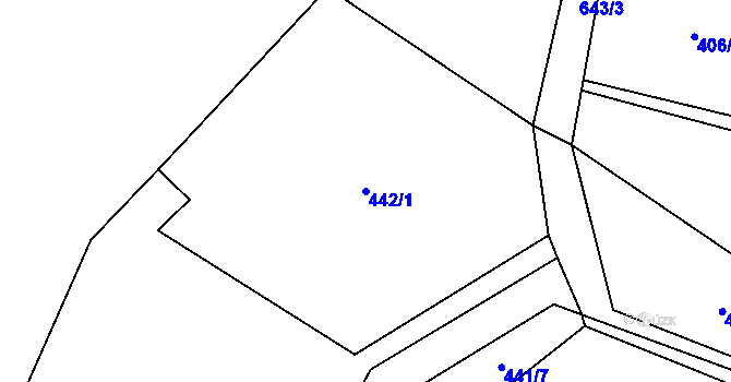 Parcela st. 442/1 v KÚ Sokolí, Katastrální mapa