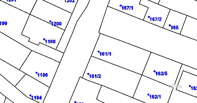Parcela st. 161/1 v KÚ Sokolnice, Katastrální mapa