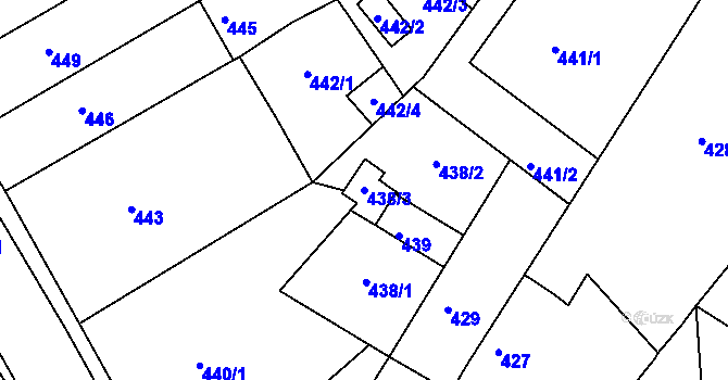 Parcela st. 438/3 v KÚ Sokolnice, Katastrální mapa