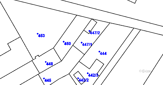 Parcela st. 447/1 v KÚ Sokolnice, Katastrální mapa